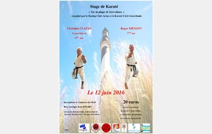 Un stage organisé par le Karaté Club Gravelinois et Le Racing Club d'Arras : Le 12 juin 2016 à 9h30